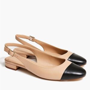 A New Day Maxine Slingback Ballet Flats Black tan Cap Toe square toe shoe 11
